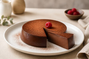 Flan au chocolat gourmand et sa framboise