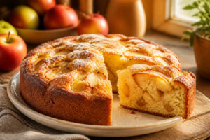 Gateau aux pommes maison une tranche appetissante